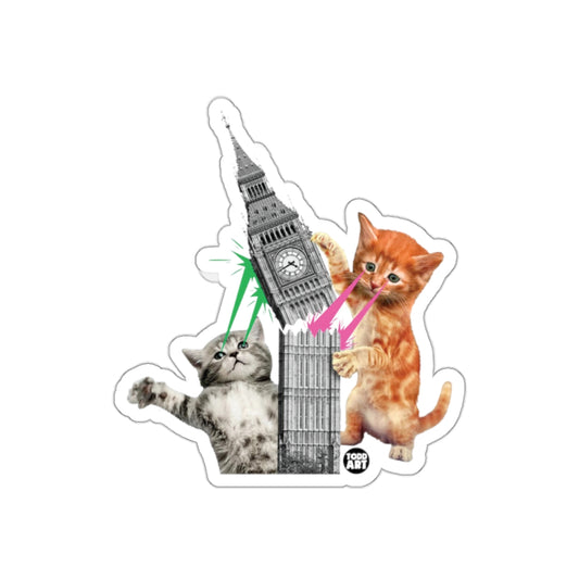 Cats Destroying Big Ben Laser Eyes Todd Art Design Stickers