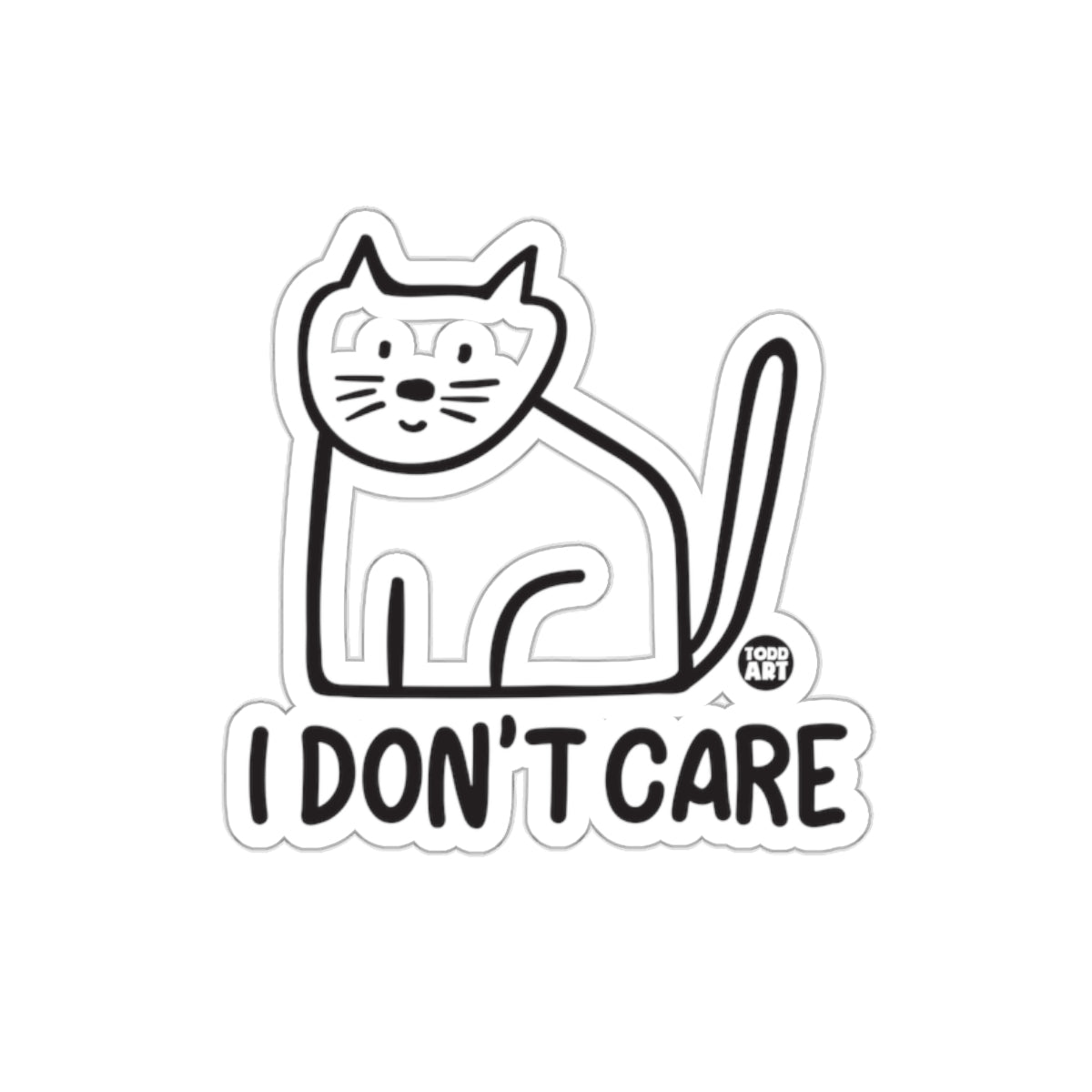 I Don't Care Cat Cartoon Sticker for Fun Accessories
