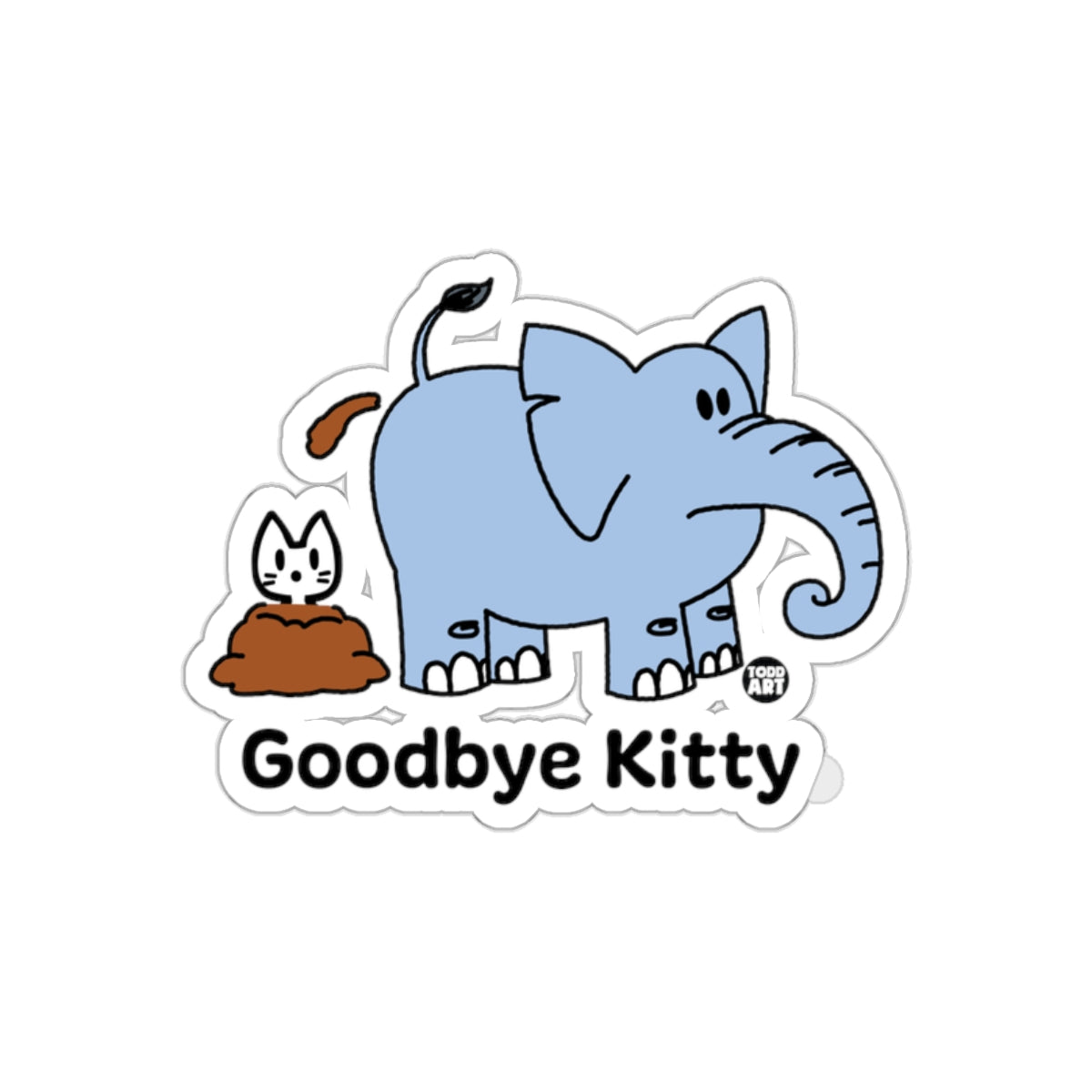 Goodbye Kitty Funny Elephant and Cat Sticker Decor