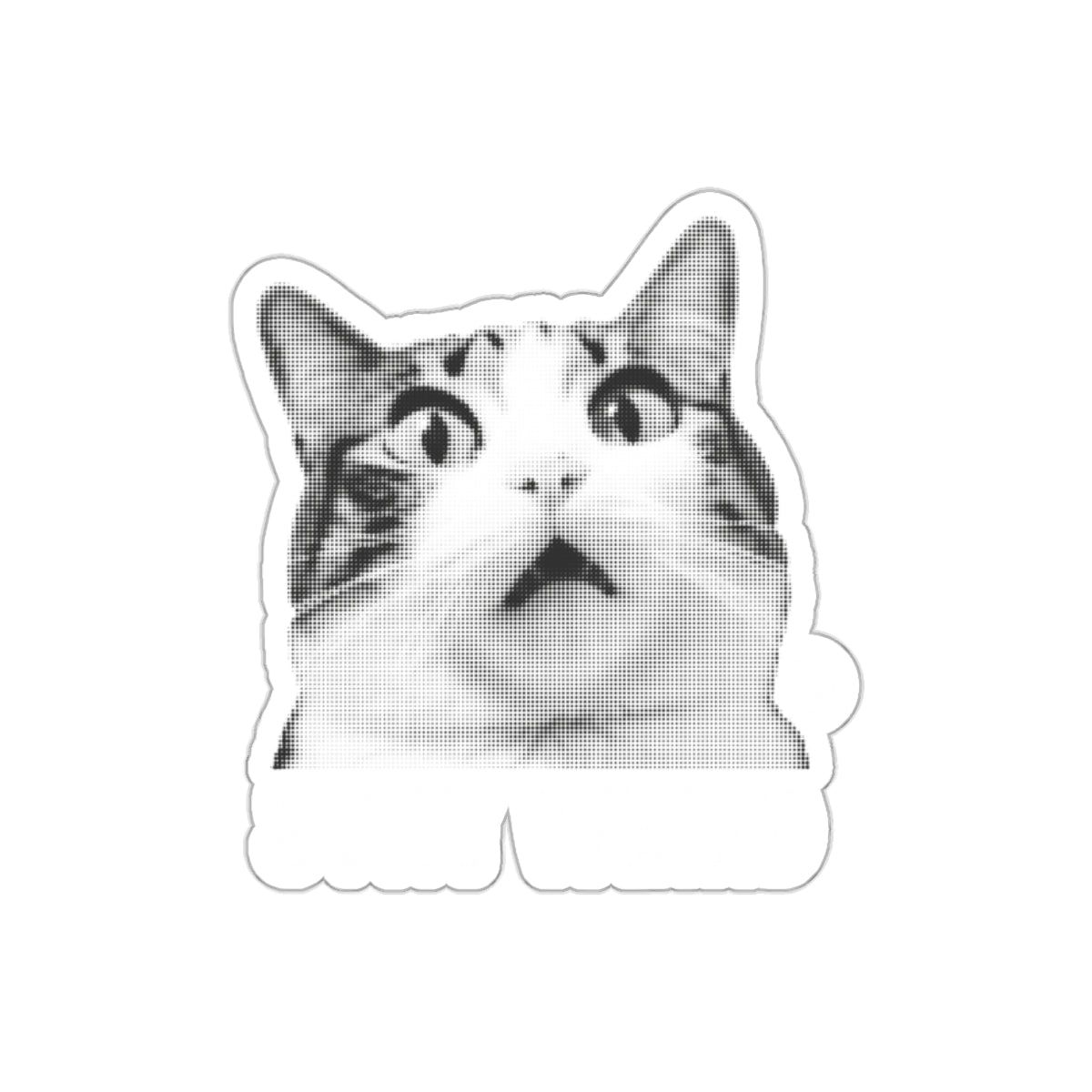 Surprised Cat Face Design Sticker for Unique Decor