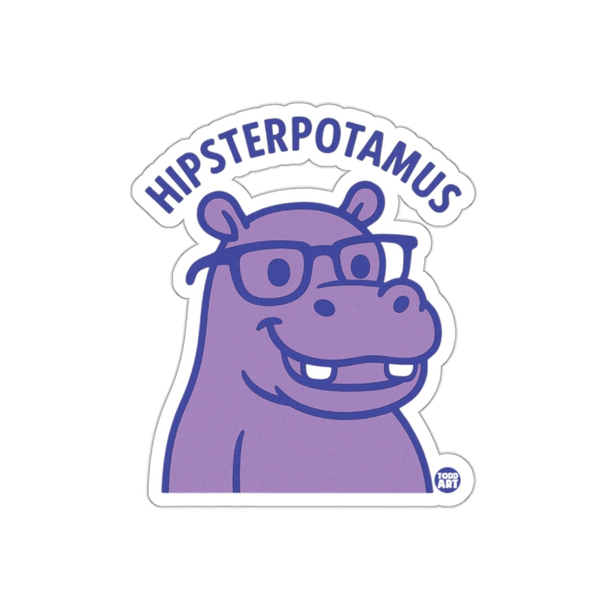 Hipsterpotamus Cartoon Design Hippo Sticker