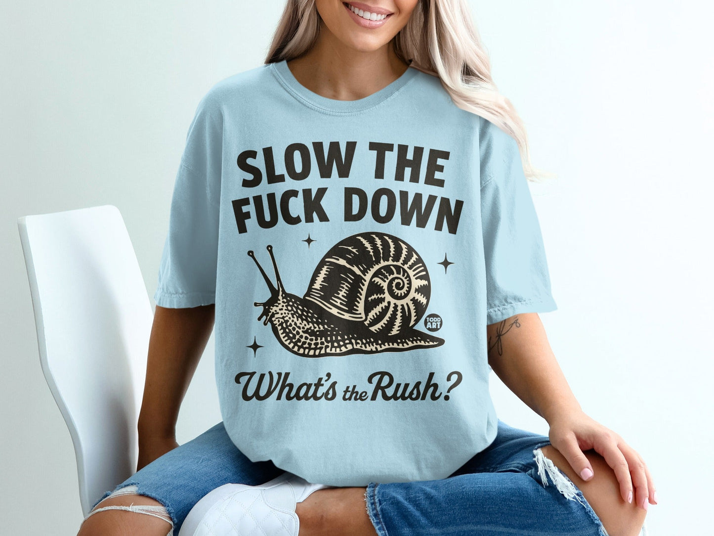 Slow The Fuck Down What's The Rush Snail Graphic Shirt