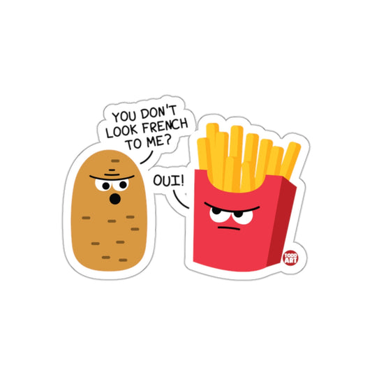 Funny Potato and French Fries Sticker with Speech Bubble