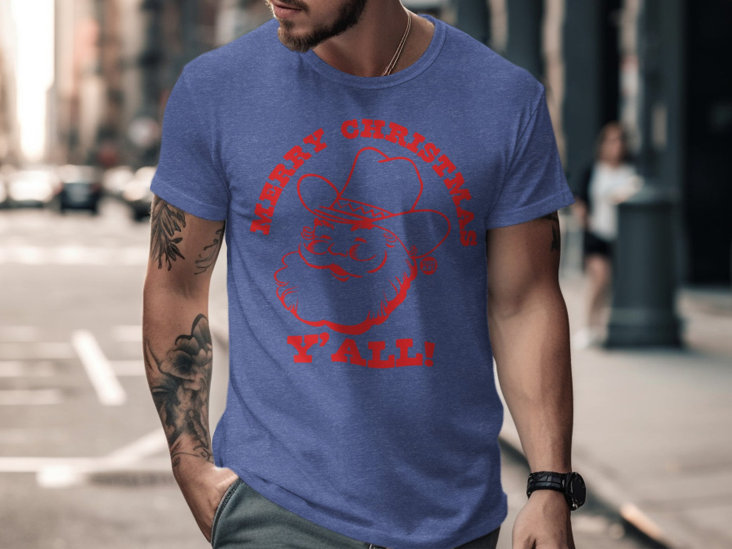 Merry Christmas Y'all Santa Cowboy Tee Shirt
