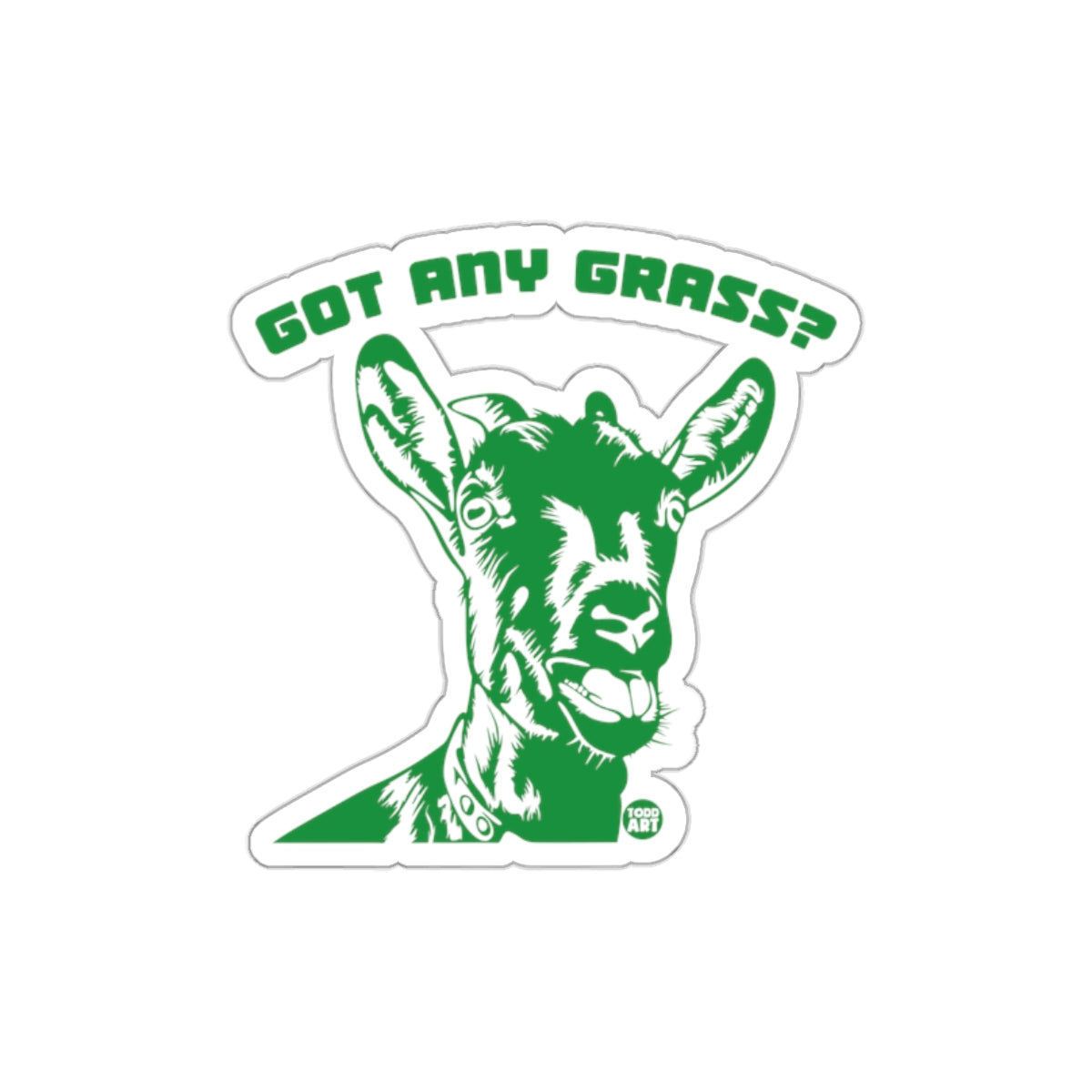 Got Any Grass Sticker with Fun Goat Design