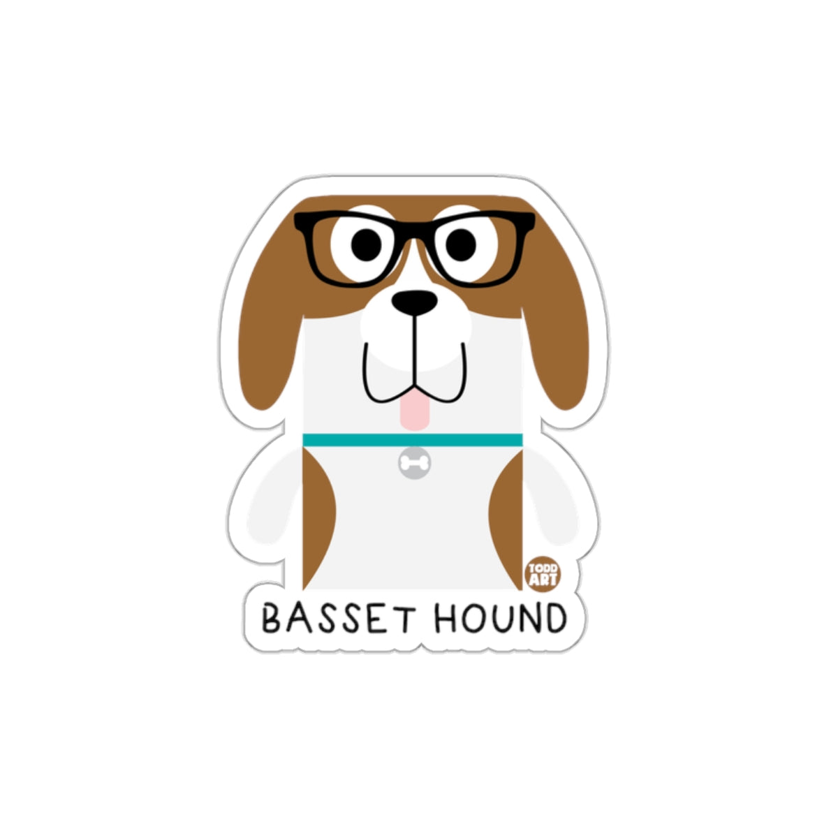 Cute Cartoon Basset Hound with Glasses Sticker