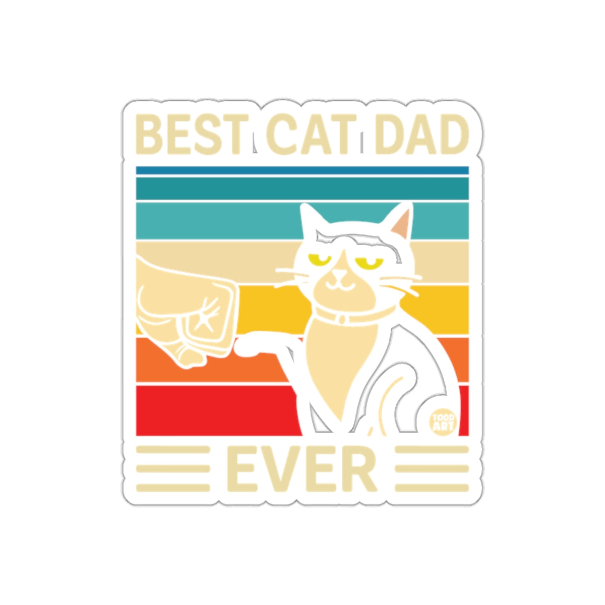 Best Cat Dad Ever Fist Bump Retro Stripes Design Stickers