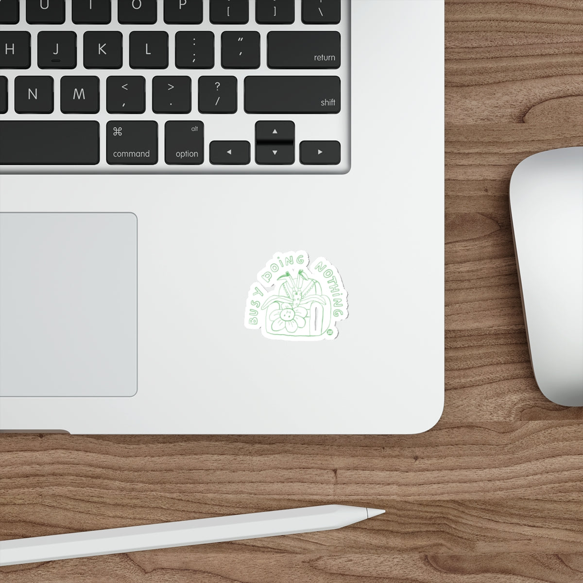 Bust Doing Nothing Green Floral Couch Cartoon Stickers