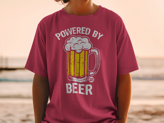 Powered By Beer Graphic Casual T-shirt