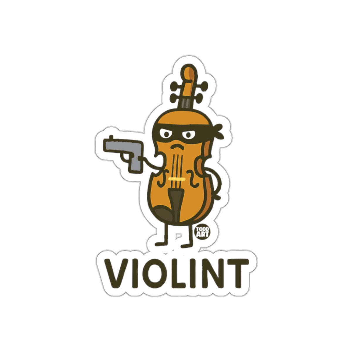 Violint Musical Instrument Cartoon Character Sticker