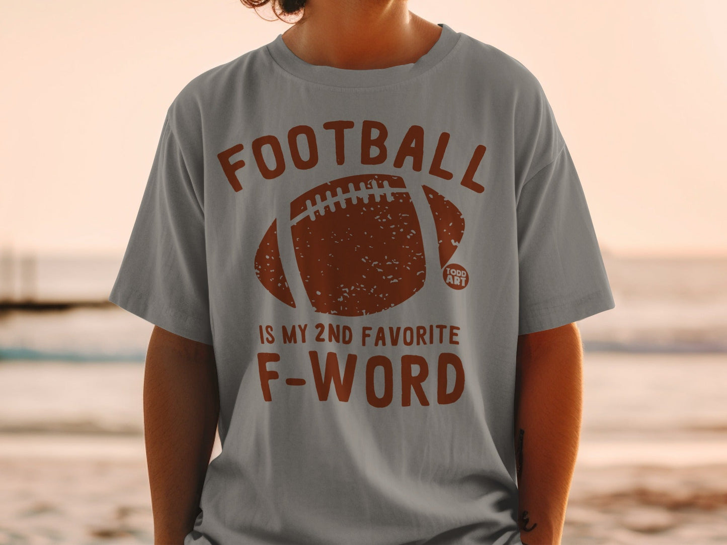 Gray t-shirt with "FOOTBALL IS MY 2ND FAVORITE F-WORD" and a football graphic.