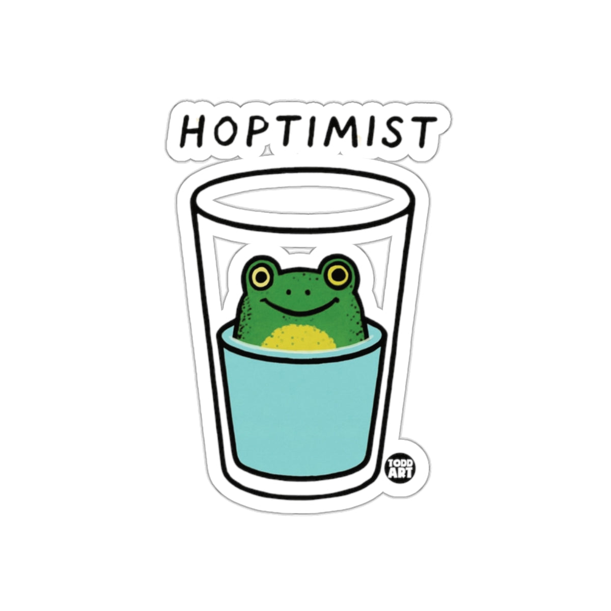 Hoptimist Frog in a Glass Sticker by Todd Art