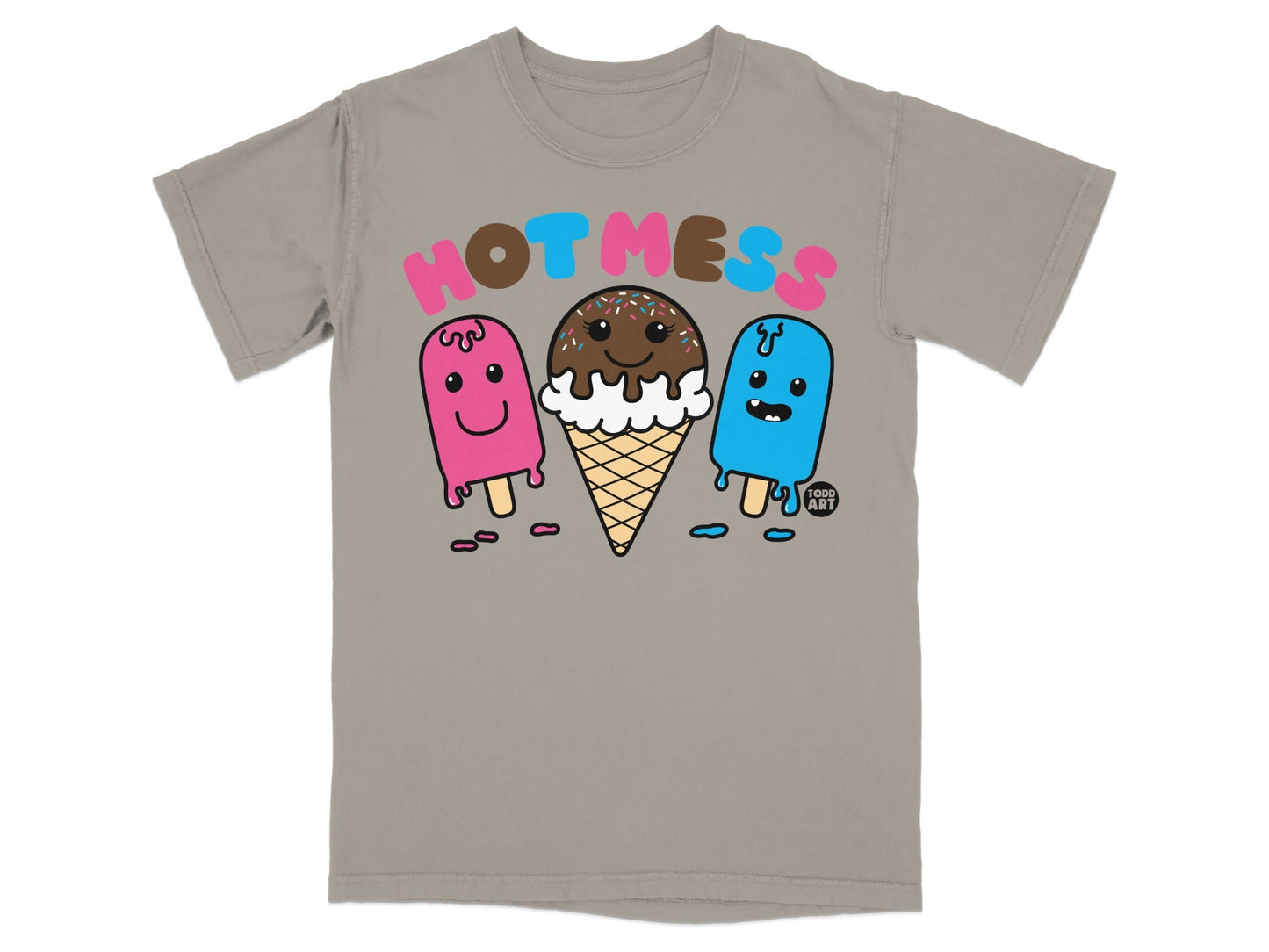 Hot Mess Ice Cream Character T-Shirt for Summer Fun