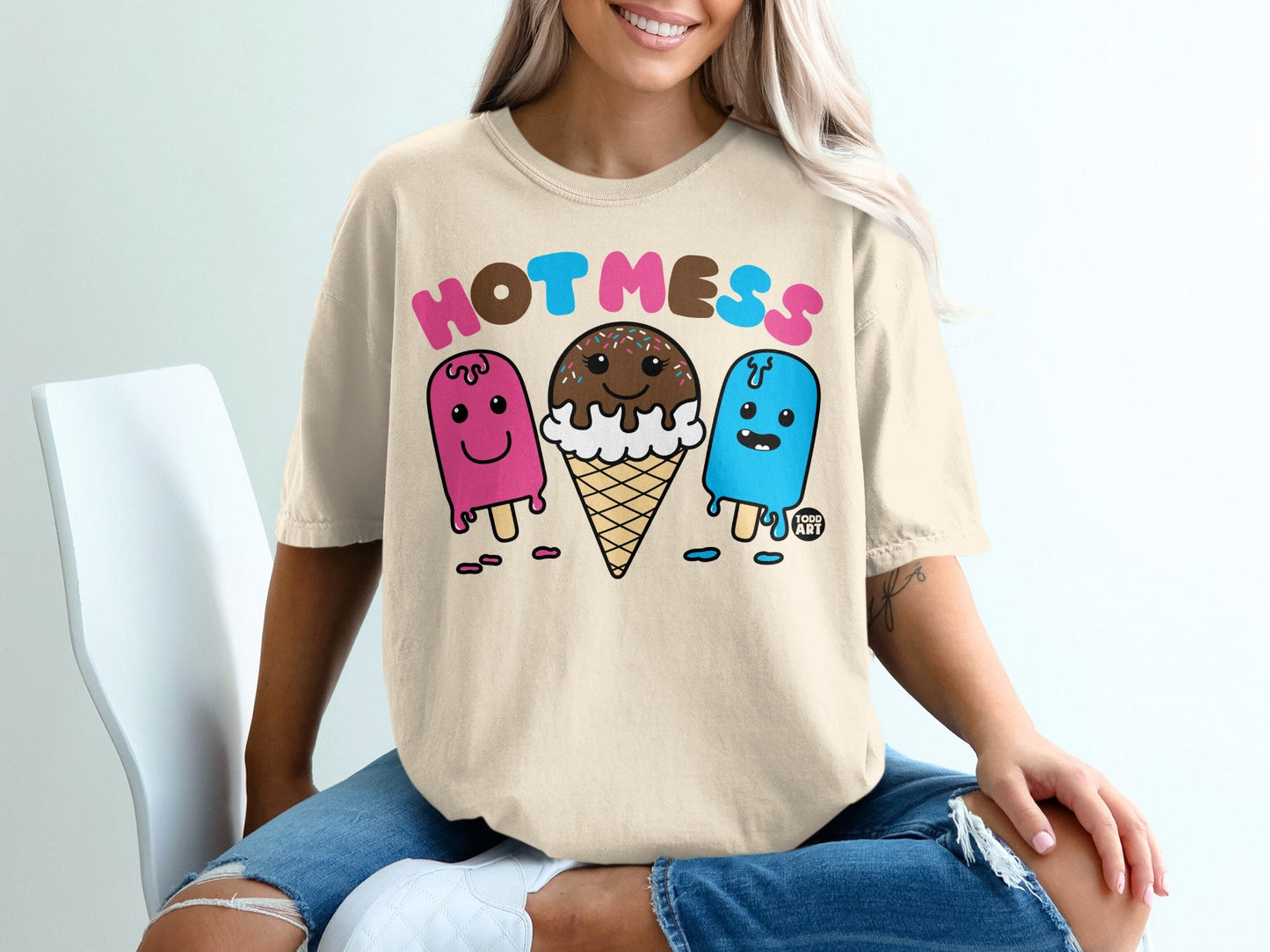 Hot Mess Ice Cream Pops Graphic Design T-shirt