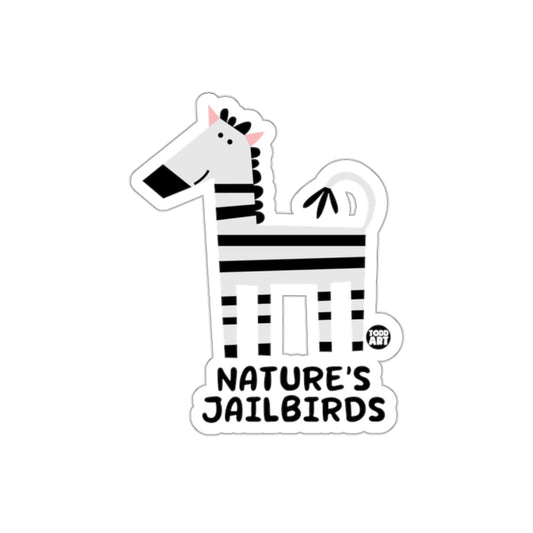 Nature's Jailbirds Sticker Funny Zebra Illustration