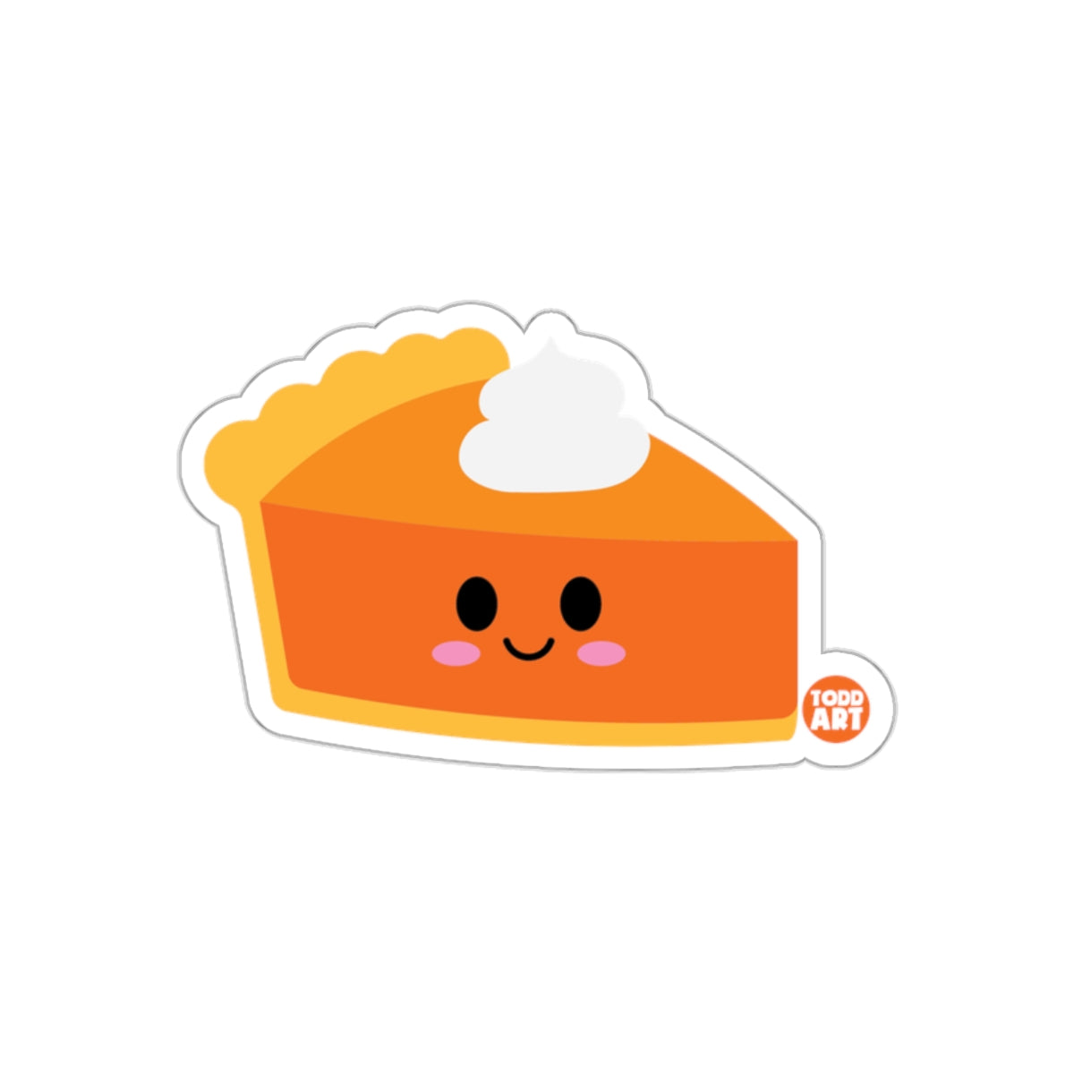 Cute Smiling Pumpkin Pie with Whipped Cream Sticker
