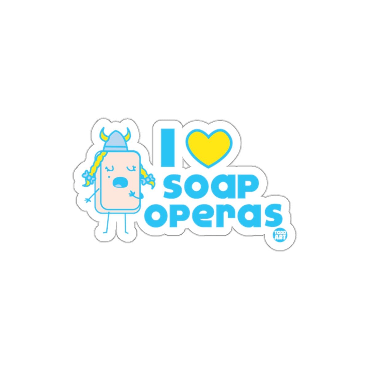 I Love Soap Operas with Viking Hat Sticker
