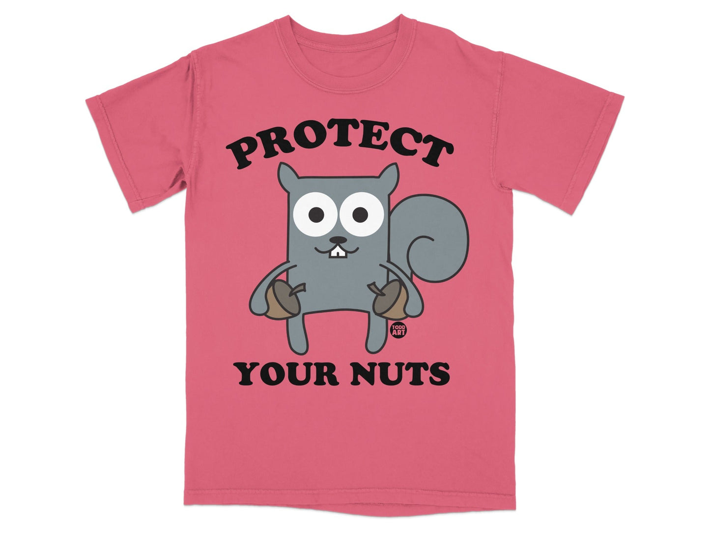 Protect Your Nuts Squirrel T-Shirt, Funny Animal Humor Tee, Cute Acorn Lover Gift, Witty Cartoon Pun Shirt, Woodland Creature Apparel
