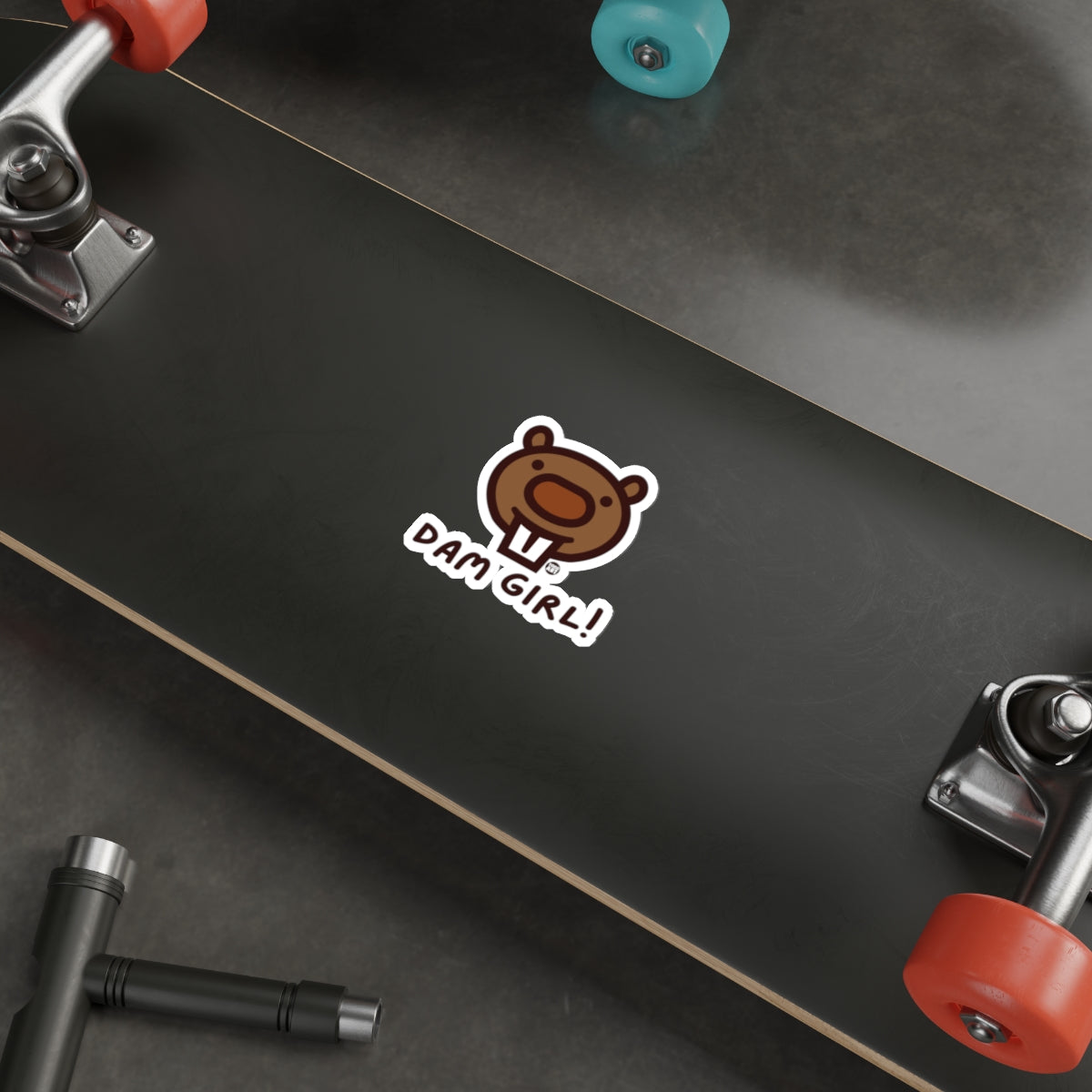 Dam Girl Bear Skateboard Sticker for Fun Decor