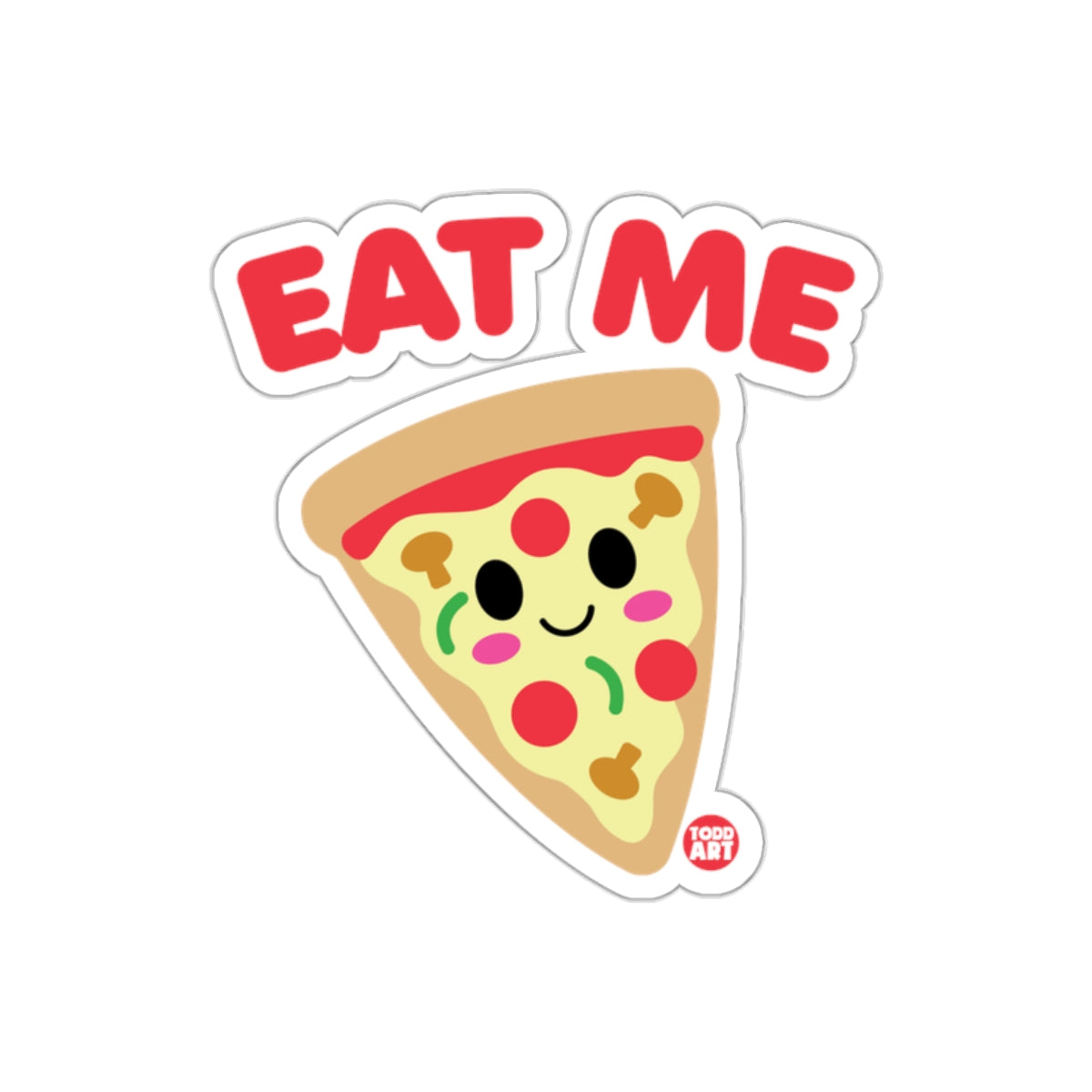 Cute Kawaii Pizza Slice and Eat Me Text Graphic Stickers