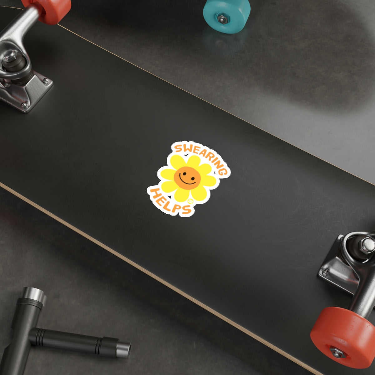 Swearing Helps Smiling Flower Happy Face Quote Sticker product type