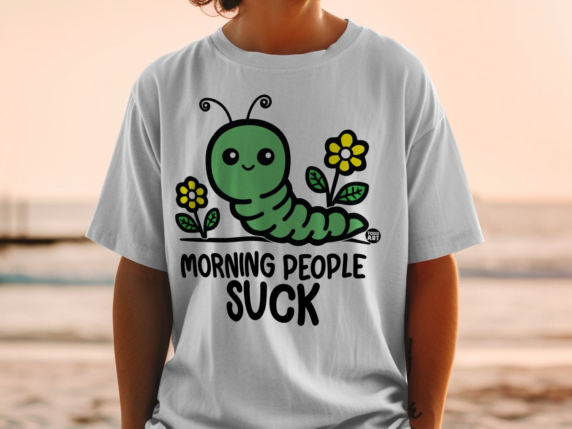 Morning People Suck Cute Caterpillar Graphic Shirt