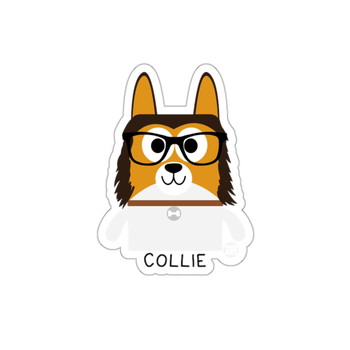 Cute Collie Cartoon with Glasses Sticker Product