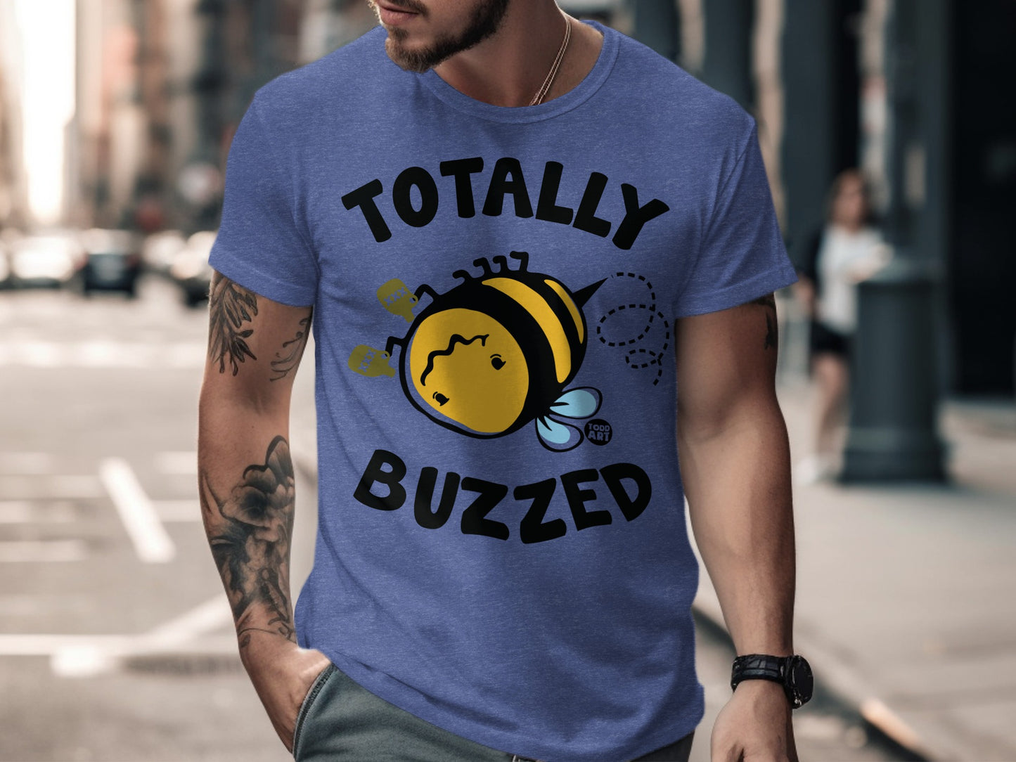 Totally Buzzed Funny Bee Themed Graphic T-shirt