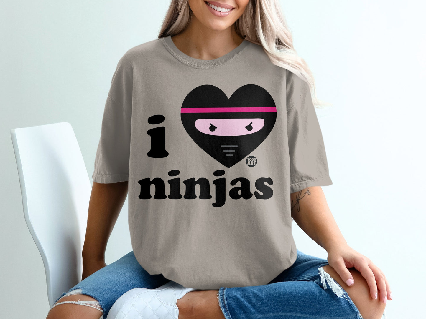I Love Ninjas Heart Todd Art Graphic T-Shirt