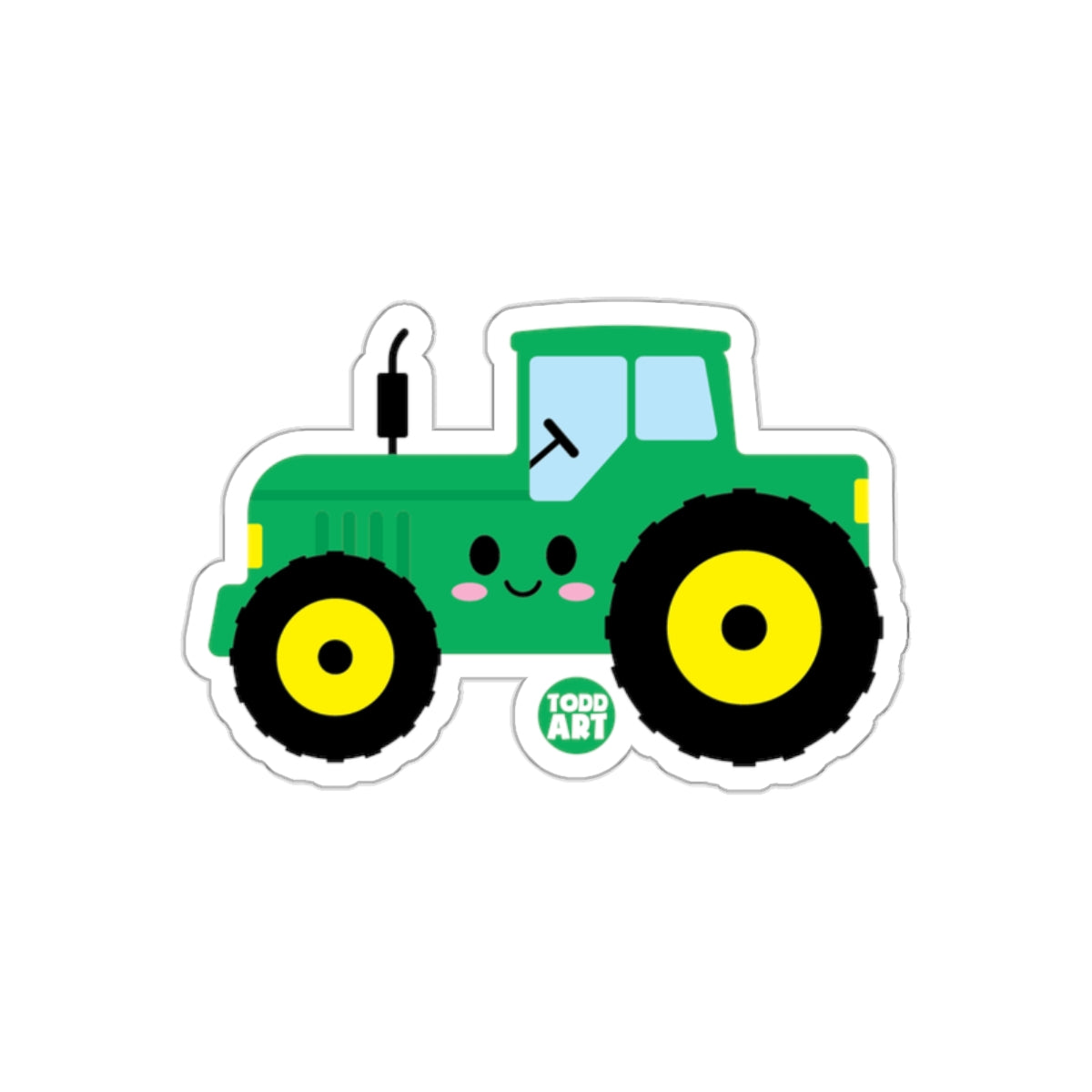 Cute Smiling Green Tractor Sticker for Kids Laptop