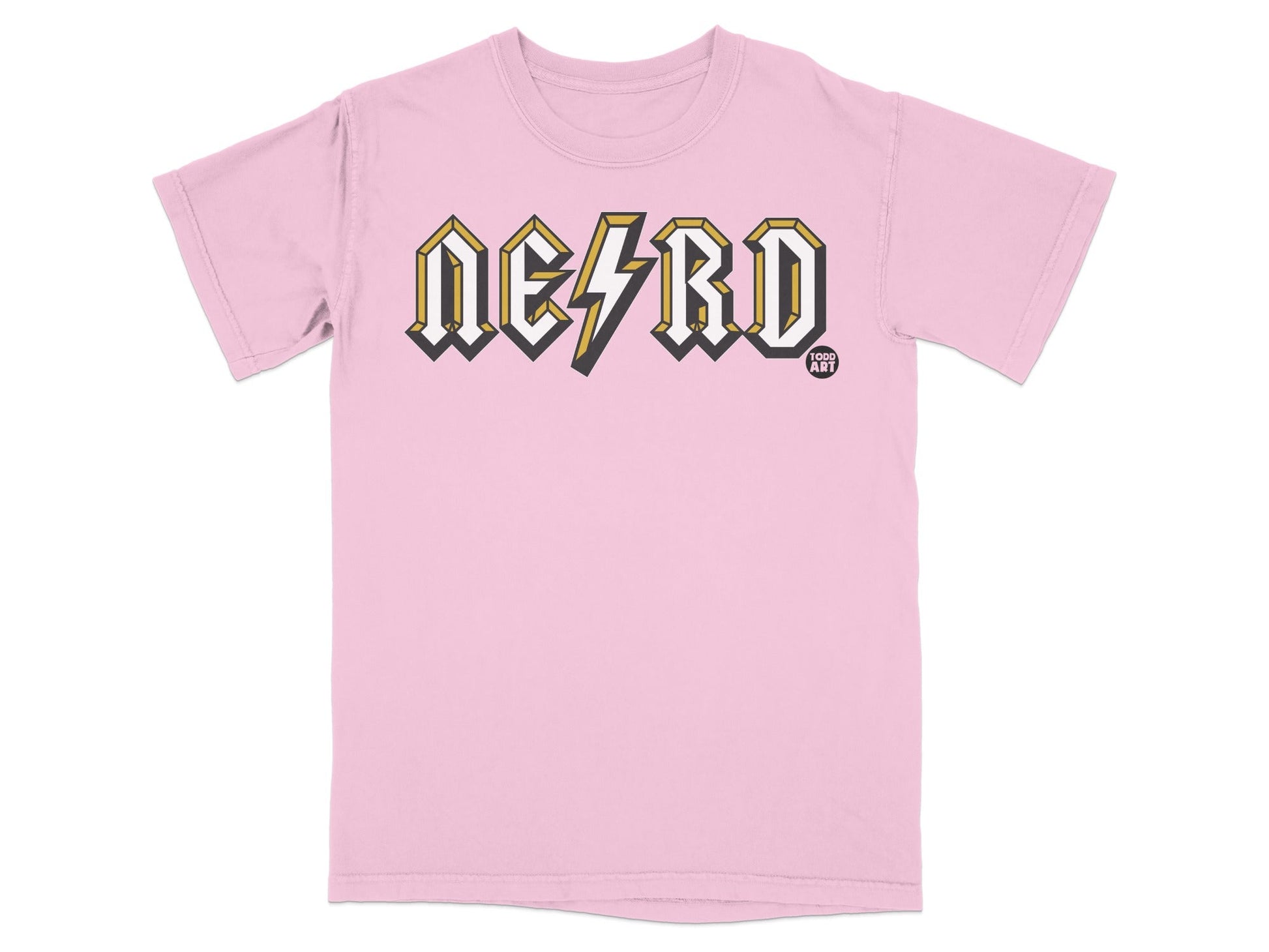 Pink t-shirt with "DEIRD" in block lettering and "FOOD ART" logo.
