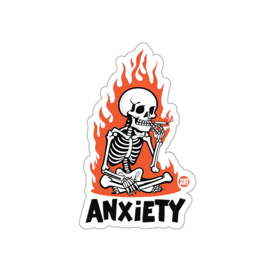 Skeleton Smoking Cigarette on Fire Anxiety Image Stickers