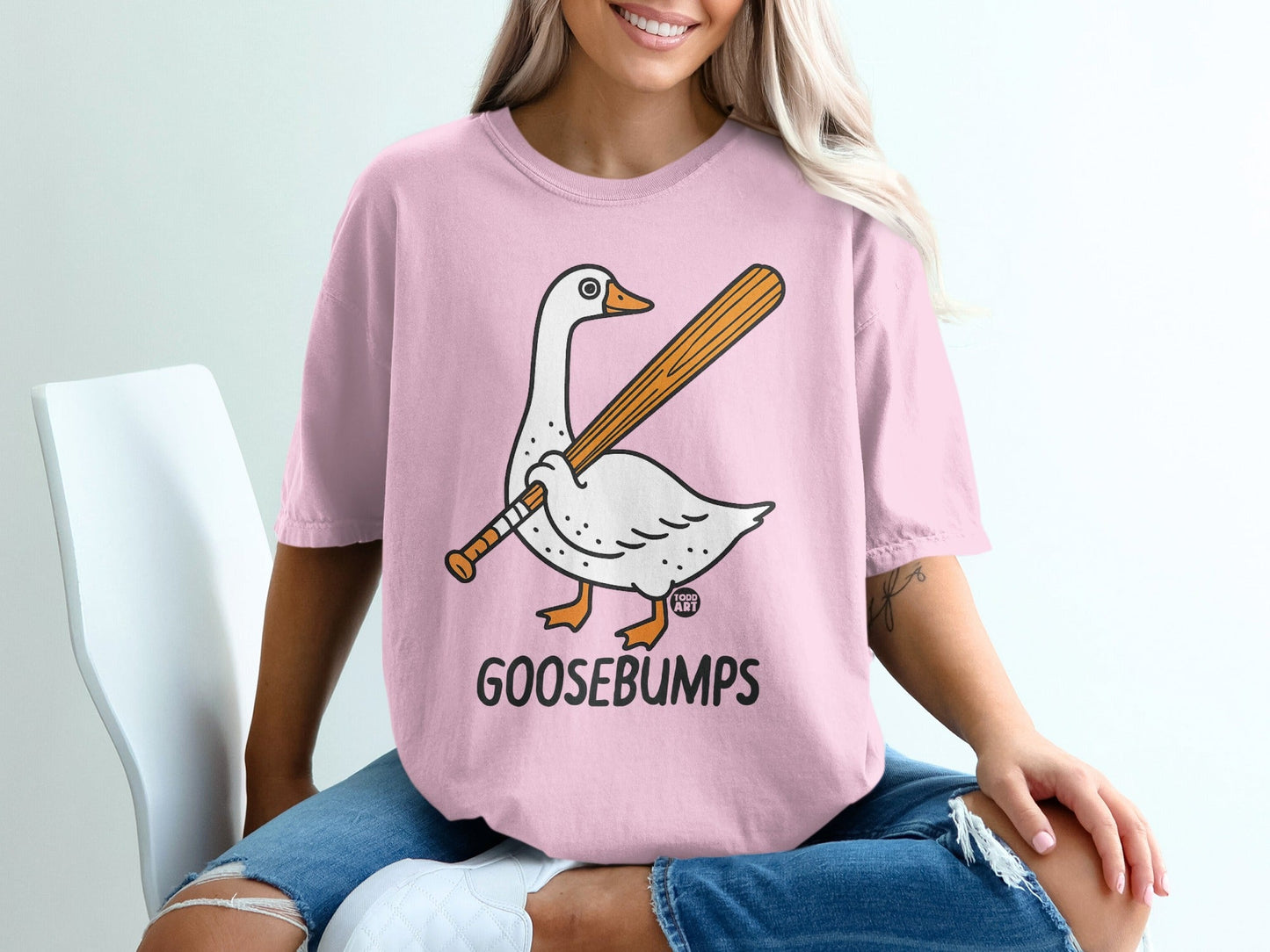 Goosebumps Duck with Bat Printed T-Shirt