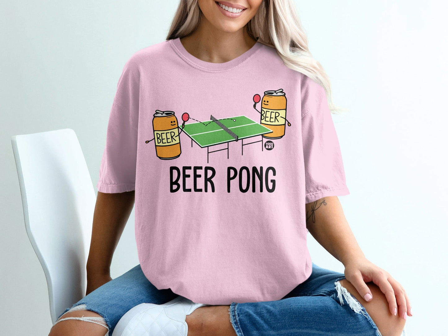 Beer Pong Graphic Tee Funny Drinking Game Shirt