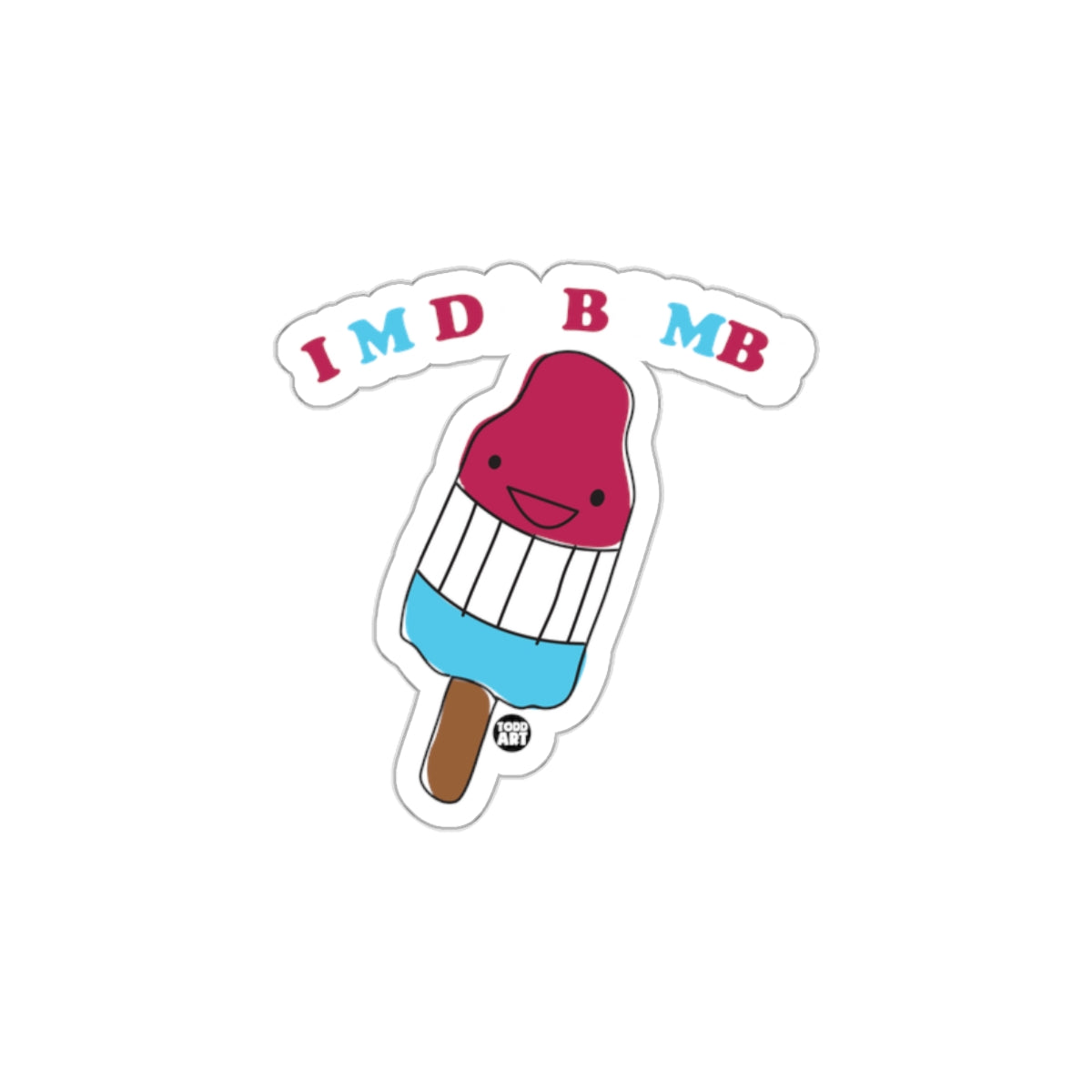 Cute Cartoon Ice Cream Sticker with Smiling Face