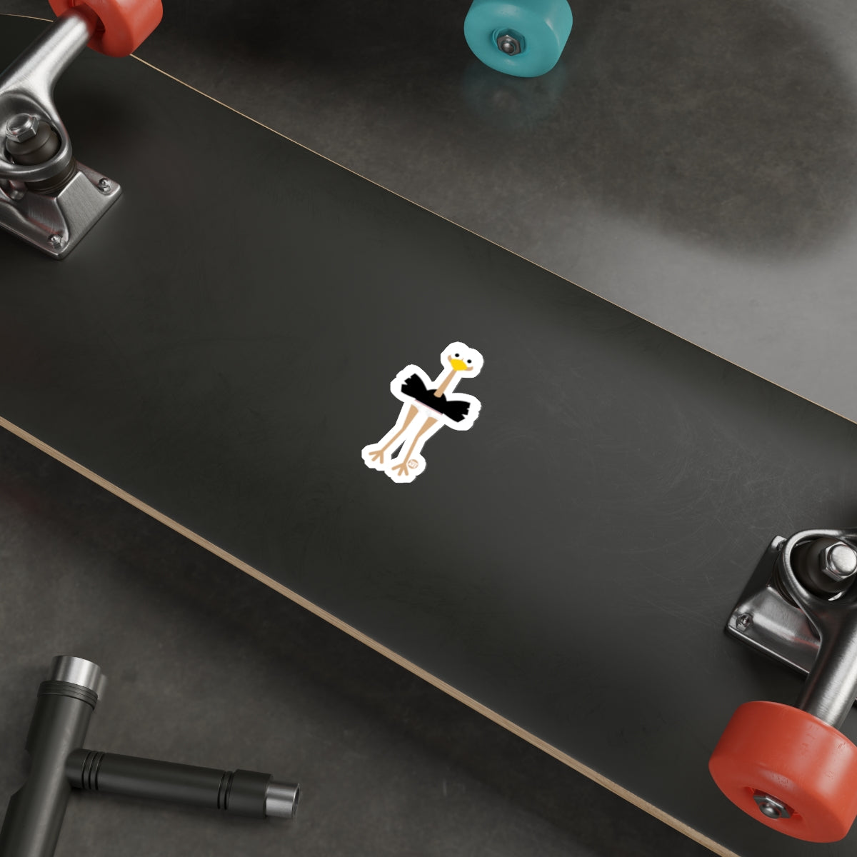 Cartoon Ostrich Skateboard Sticker for All Ages