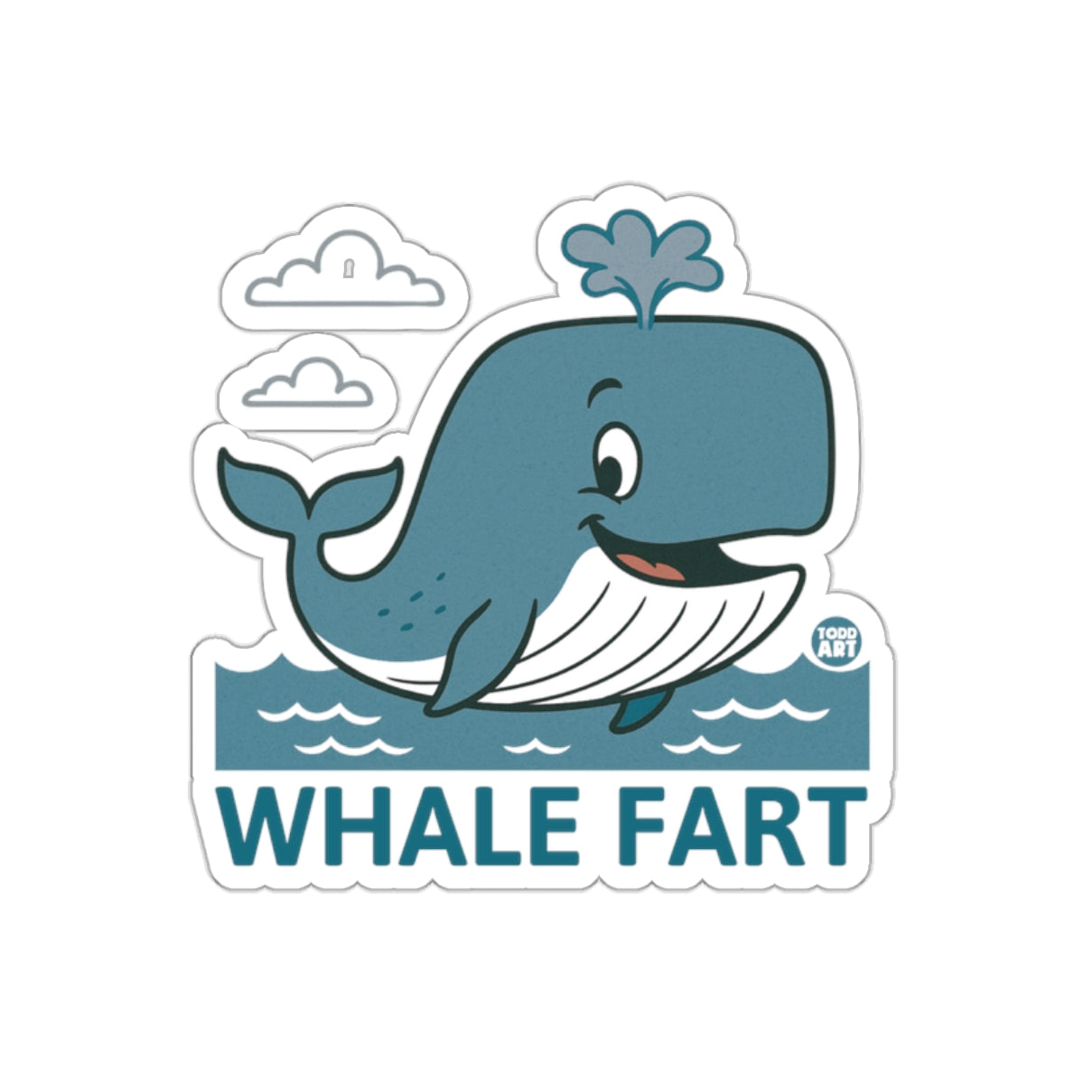 Cute Whale Fart Sticker Blue Whale Illustration Decal