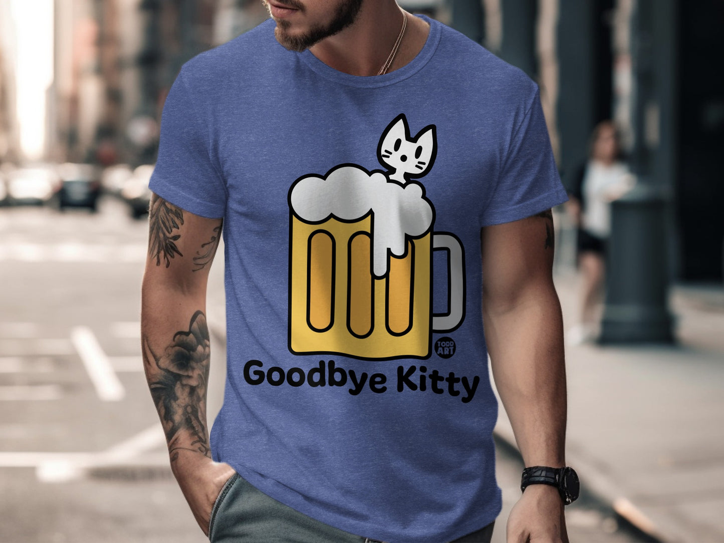 Goodbye Kitty Beer Mug Graphic Humor T-Shirt