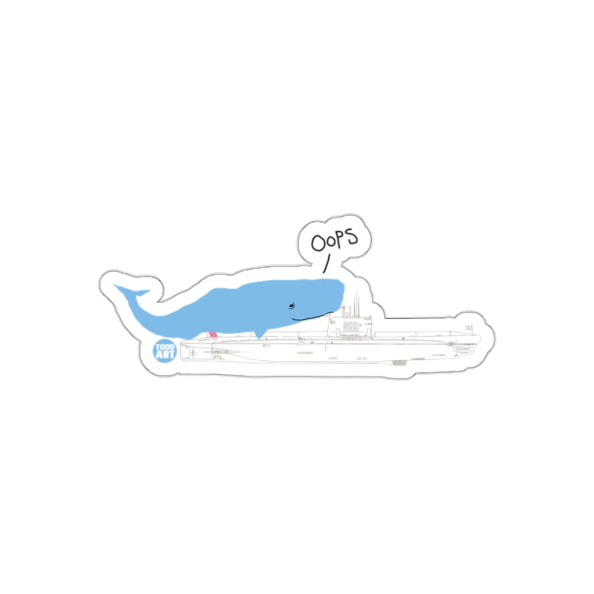 Oops Whale Cute Funny Submarine Sticker