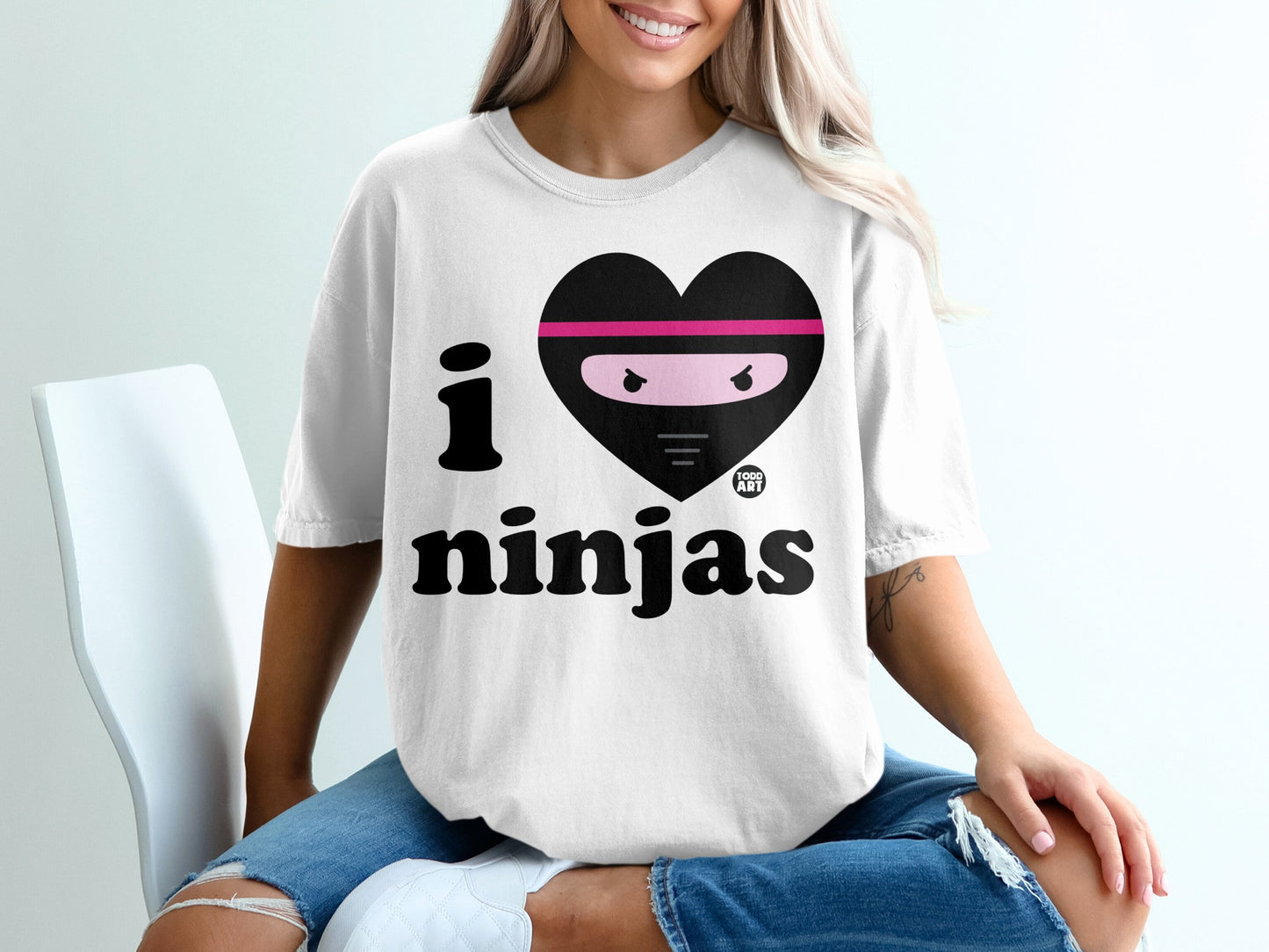 I Love Ninjas Heart Graphic T-Shirt for Ninjas Fans