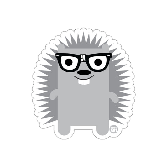 Cute Cartoon Porcupine with Glasses Sticker Decal