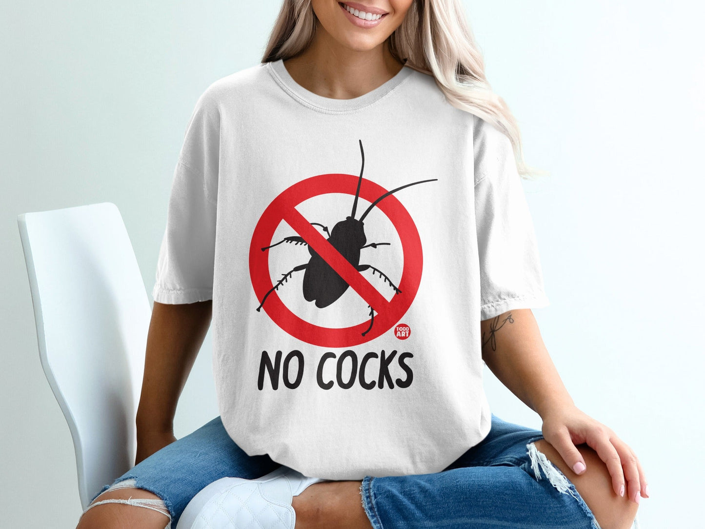 No Cocks Bug-Proof Funny Graphic T-Shirt