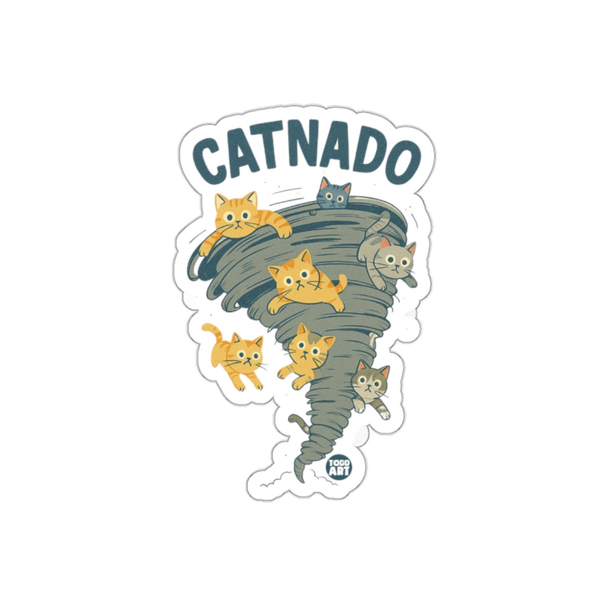 Catnado With Flying Felines Funny Cat Pun Design Stickers