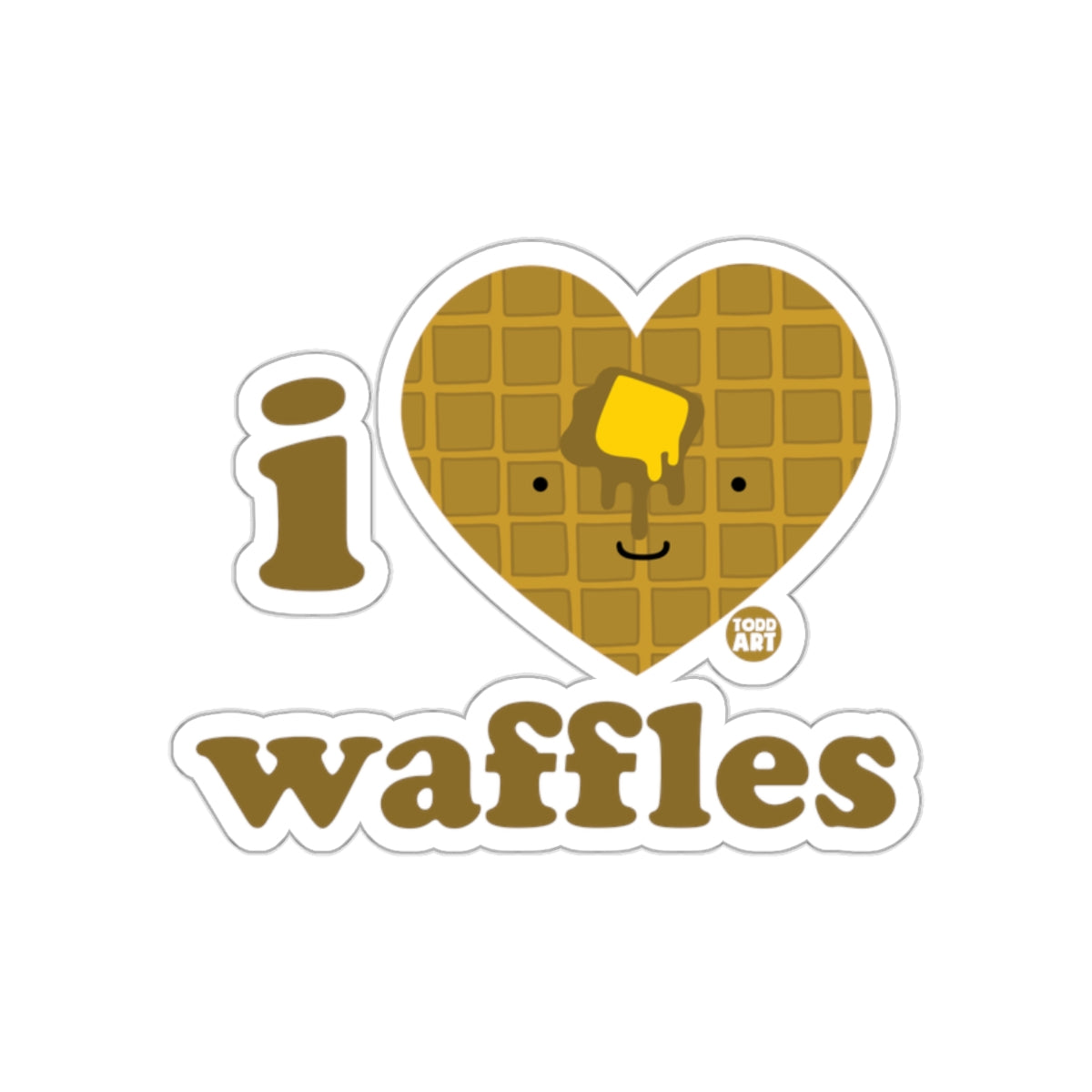 I Love Waffles Cute Smiling Face Sticker