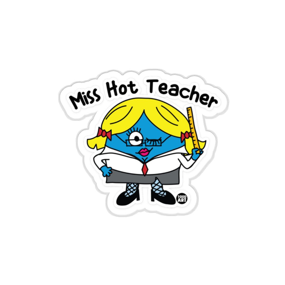 Miss Hot Teacher Cartoon Character Sticker