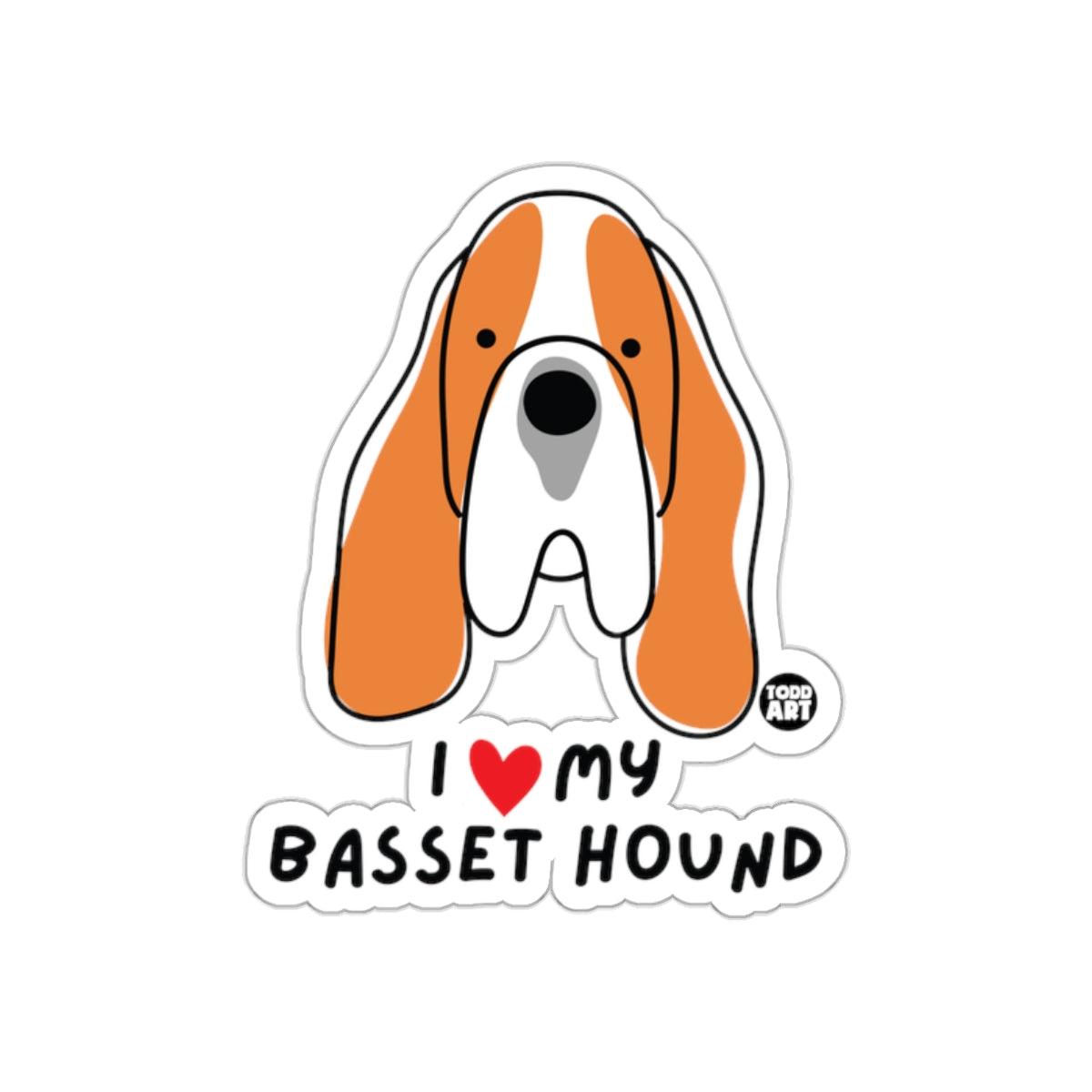 I Love My Basset Hound Heart Design Sticker