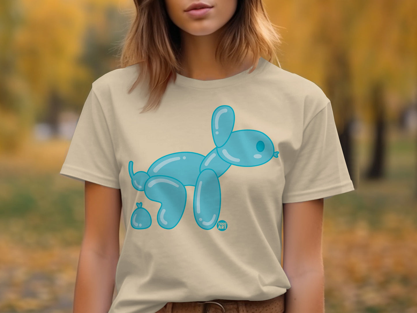 Cute Blue Balloon Animal Graphic T-Shirt