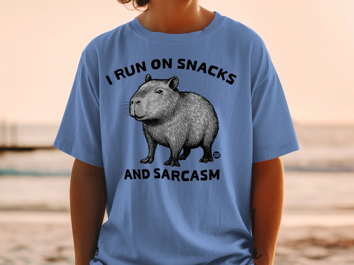 I Run On Snacks And Sarcasm Capybara Graphic Shirt