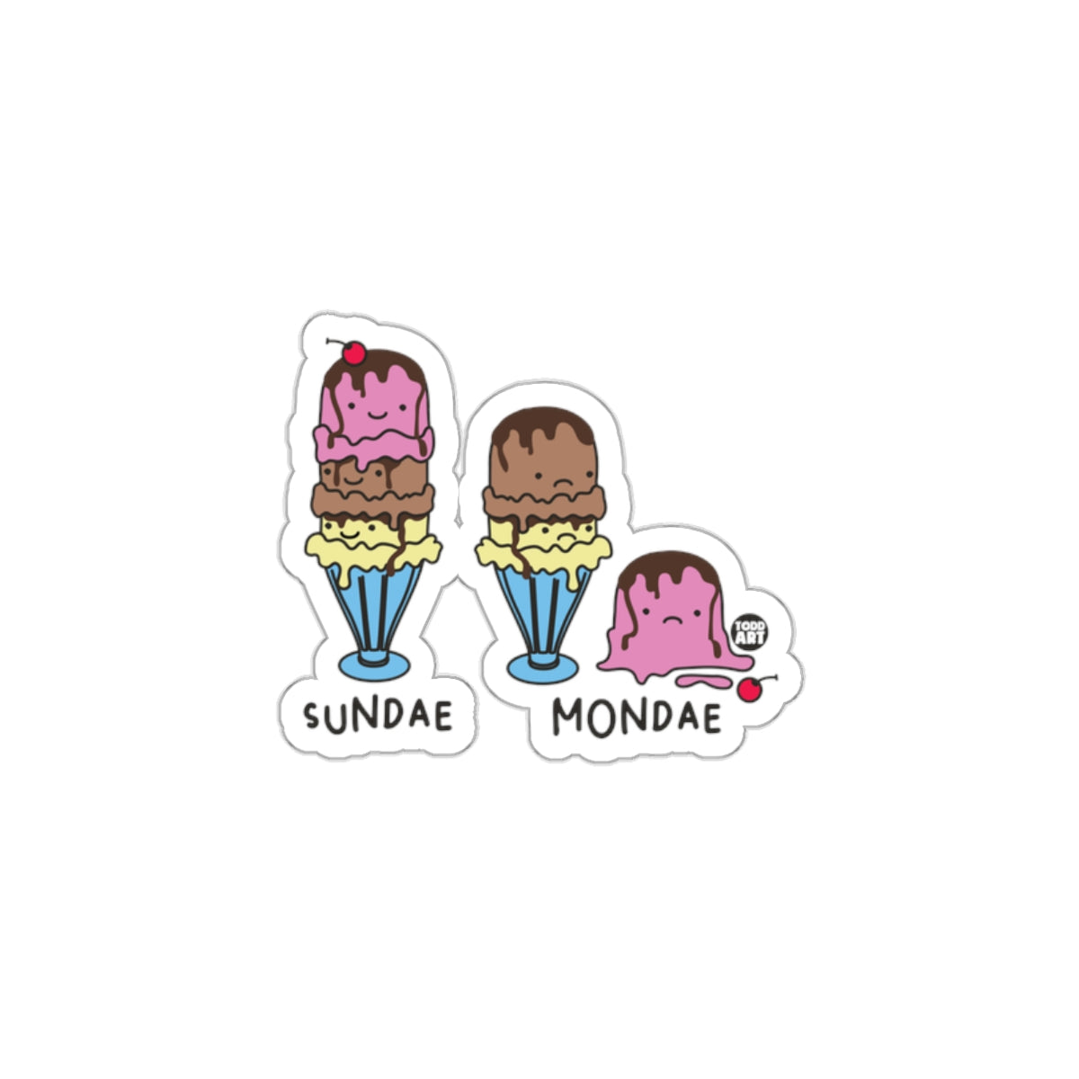 Colorful Sundae and Mondae Ice Cream Sticker