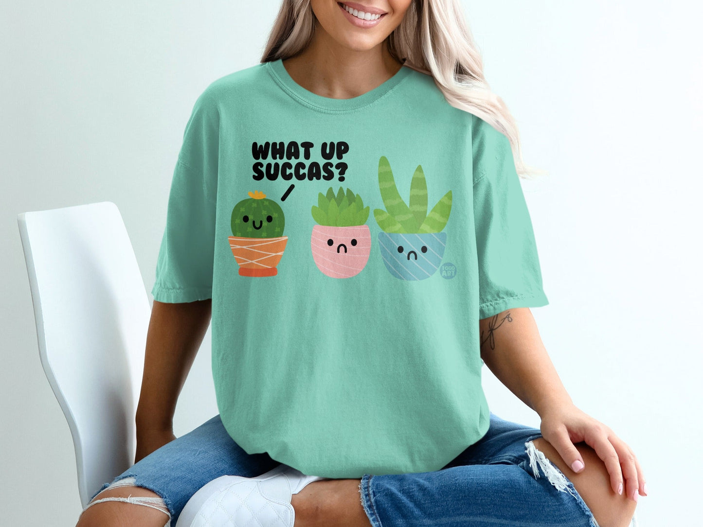 What Up Succas Cute Potted Plants Graphic Tee Product